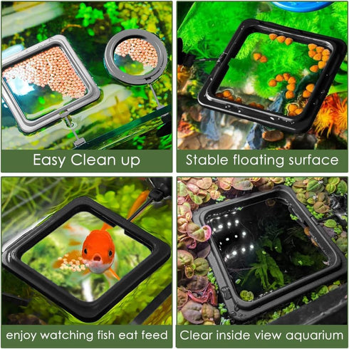 DS. DISTINCTIVE STYLE Fish Feeding Ring 2 Pieces Aquarium and Tank Floating Rings Food Feeders with Suction Cup (Black)...