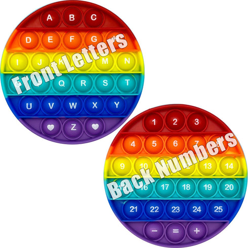 Rainbow Circle Shaped Pop Bubble Fidget Toy with Letters and Numbers, Xmas Gift Sensory Toy with Alphabets Kids Birthday Party Classroom Prize Str...