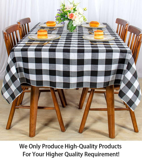 ShinyBeauty Checked Square Tablecloth 54x54-Inch Black and White Buffalo Plaid Tablecloth Washable Cotton Table Cover Gingham Tablecloth for Dinin...