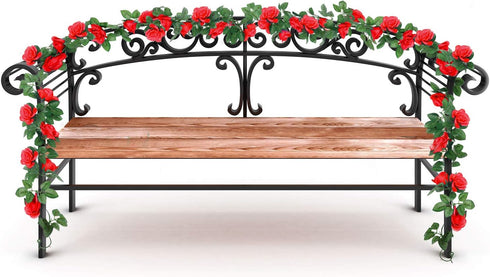 Syhood Artificial Rose Garlands Rose Vines Leaves Banners Hanging Fake Floral Garland Flower Vine for Wedding Arch Ceremony Home Garden Outdoor Pa...
