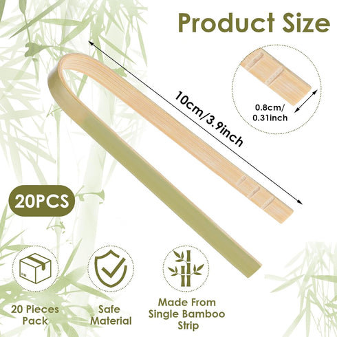 20 Pcs Bamboo Tongs Disposable Cooking Utensils Mini Wooden Tongs Natural Toast Tongs 4 Inch Cooking Tongs Bamboo Cooking Utensils for Bread Cooki...