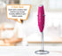 Elementi Electric Milk Frother with Stand - Drink Mixer Handheld & Drink Frother - Coffee Whisk - Pink Coffee Maker - Electric Frother - Espumador...