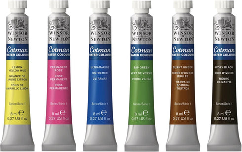 Winsor & Newton Cotman Watercolor Paint Set, 6 Colors, 8ml (0.27-oz) Tubes...