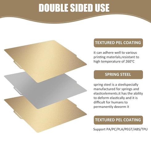 Double Sided Textured PEI Sheet, PEI Spring Steel Build Plate Flexible Print Bed Removable Surface Platform for Bambu Lab X1/X1C/P1P/P1S/A1 3D Pri...