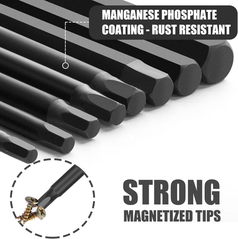 20 Piece Hex Head Allen Wrench Drill Bit Set, 1/4 Inch Hex Shank Metric and SAE S2 Steel Hex Bit Set, Magnetic Tips 3 Inch Long...