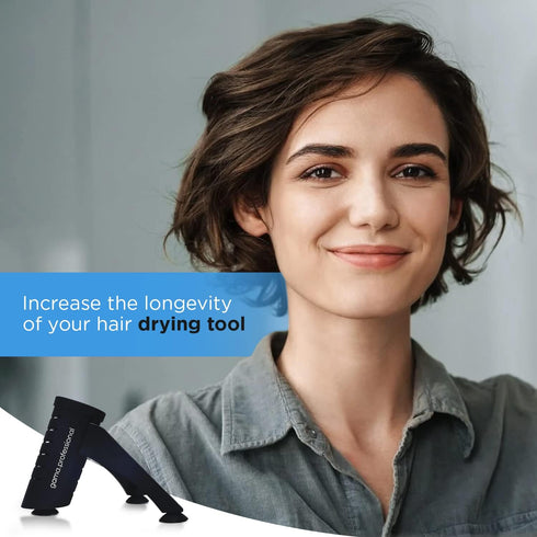 GA.MA iQ Perfetto Hair Dryer Stand, Space-Saving Secure Suction Cup Mount for Salon & Home Use, Black...