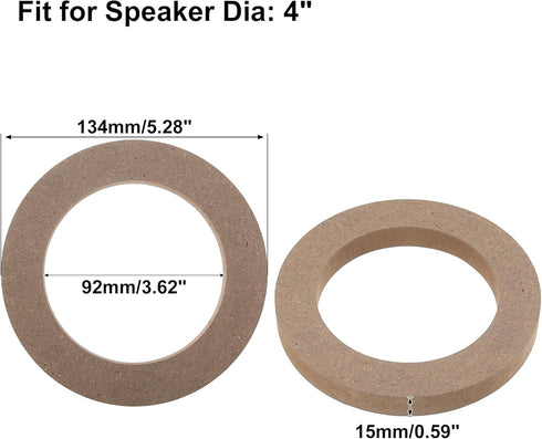 X AUTOHAUX 4 Pcs 4" Universal Wooden Car Speaker Subwoofer Mounting Spacer Rings Adapter Bracket Holder Plate...