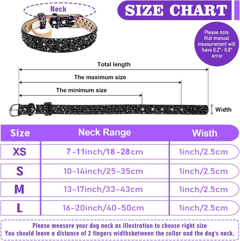 Rhinestone Leather Dog Collar Bling Dog Collars for Small Medium Large Dogs - Soft Microfiber Leather with Adjustable Stylish Sparkly Diamonds Stu...