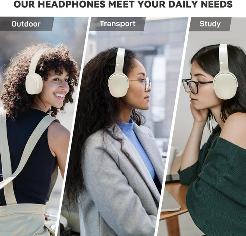 FIKDCMJBluetooth Headphones Over Ear,Wireless Headphones 12H Playtime and Noise Cancelling, HiFi Stereo Foldable Lightweight Headset, Deep Bass wi...