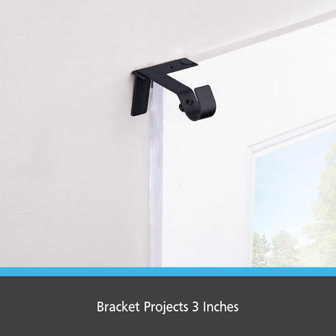 Kenney Fast Fit 5/8" No Measure Curtain Rod Brackets, Matte Black...