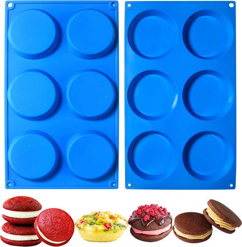 Silicone Muffin Top Pans for Egg, Muffins Eggs Molds for Baking Non-Stick 3" Round Silicone Mold for Muffins, Eggs, Tarts, Corn Bread, Whoopie Pie...