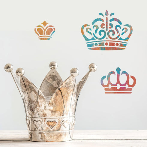 13 Styles Crown Stencil King Queens Crown Stencils for Painting 11.8×11.8inch Reusable PET Material Princess Crown Template for DIY Gift Decorativ...