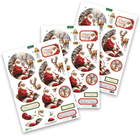 Katy Sue Christmas Ball Ornaments Die Cut Decoupage Selection Pack.12 Pre-Cut Die Cut Sheets for Christmas Card Making Supplies, Card Toppers & Pa...