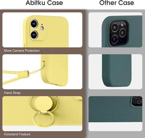 ABITKU Compatible with iPhone 12 Mini Case, Silicone with 360°Ring Kickstand Holder (Support Magnetic Car Mount) Soft Silk Microfiber Cloth Design...