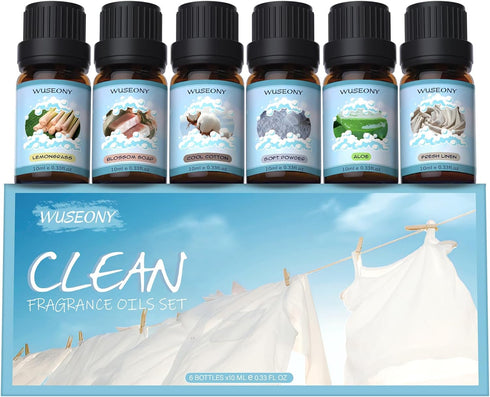 Clean Fragrance Oils Set, Premium Essential Oils for Diffuser for Home, Scented Oil for Soap & Candle Making Scents - Lemongrass, Aloe, Blossom So...