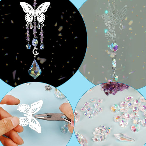 HYBEADS DIY Suncatchers, 400pcs Sun Catchers Making Supplies Kit Art and Crafts for Adults Hanging Prism Sun Catcher with Crystals Rainbow Maker f...