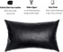 Black Ostrich Skin Faux Leather Pillow Cover - Sofa Cushion Case - Decorative Modern Throw Covers for Living Room & Bedroom - 12x20 Inches - Black...