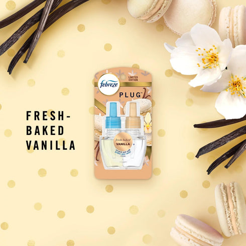 Febreze Plug Air Freshener Refills, Limited Edition Fresh-Baked Vanilla Scent, (2 Count, 1.75 Oz)...