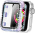 Secbolt 44mm Bling Case Compatible Apple Watch Band with Built-in Tempered Glass Screen Protector, All Around Protective Cover Frame Bumper for iW...