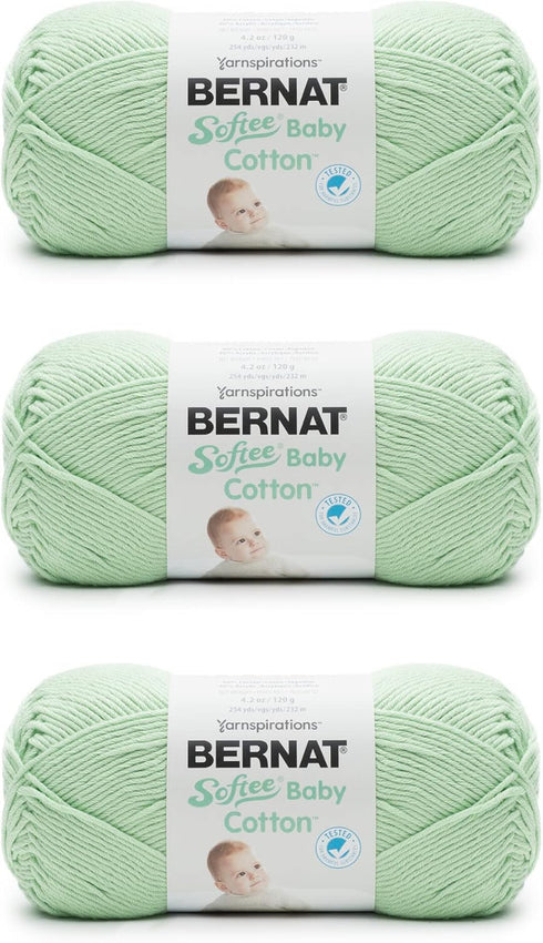 Bernat Softee Baby Cotton Jade Frost Yarn - 3 Pack of 120g/4.25oz - Blend - 3 DK (Light) - 254 Yards - Knitting/Crochet......