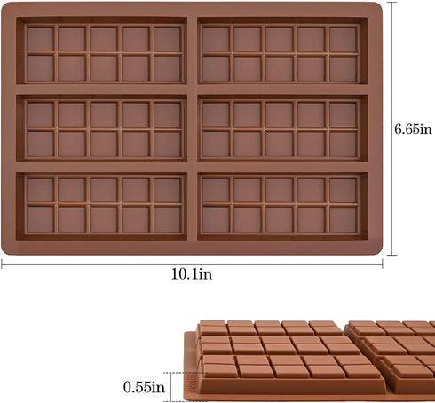 Silicone Chocolate Candy Bar Molds, Rectangle Wax Melt Molds for Lover Mothers Fathers Day DIY Chocolate Molds Gift (6 Cell 10 Section)...