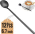 12 Pcs Teaspoons Set, 6.7 Inch Black Tea Spoons Long Handle, Stirring Spoons, Black Small Teaspoons, Food Grade Stainless Steel Black Spoons, Long...