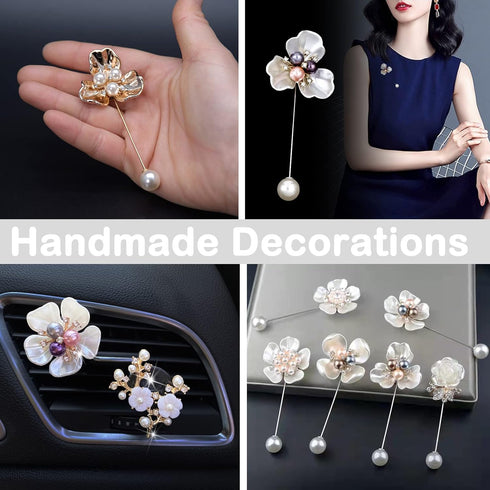 Pandahall 38pcs Pearl Rhinestone Buttons Embellishments Flatback Flower Faux Pearl Brooch Rhinestone Buttons for Jewelry Making Wedding Party Home...