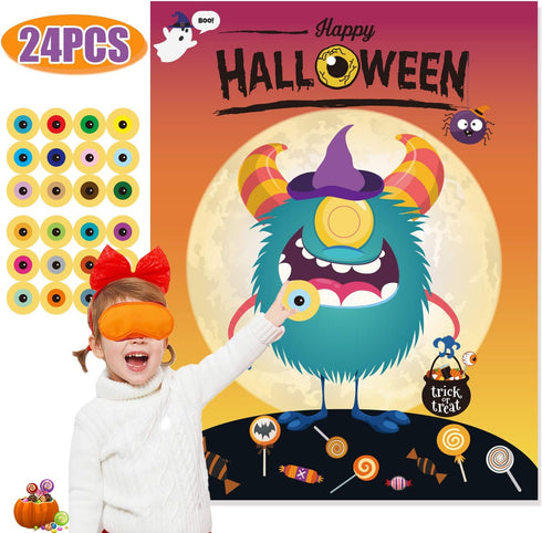 Funnlot Halloween Party Games for Kids Halloween Game Pin The Eye on The Monster Game Activities Hallowee n Pin The Tail Games...