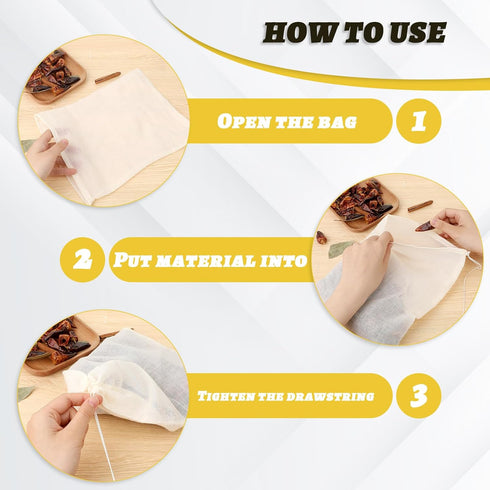 Spice Bags for Cooking, 12PCS Muslin Drawstring Soap Bags Large Reusable Empty Tea Bags for Loose Tea Sachet Bags Cheese Cloth Bags for Straining ...
