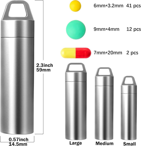 Small Pill Case, Portable Metal Pill Container Pill Holder Keychain Waterproof Pill Box Bottle Mini Stainless Steel Pill Organizer for Travel Purs...