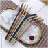 Gold Silverware Set - Portable Stainless Steel Utensils Set with Case Reusable Flatware Set For Camping Travel 7Pcs Include Chopsticks Knife Fork ...
