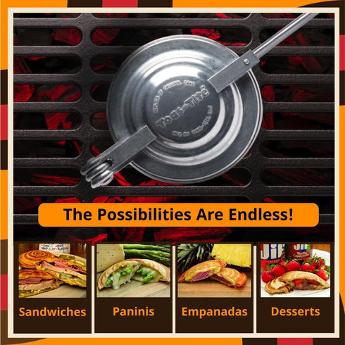 Sandwich Grill - Handheld Pie Iron, Sandwich Maker, Hand Toaster, Panini and Sandwich Press for Hand Made Hot Sandwiches and Pies - Perfect for St...