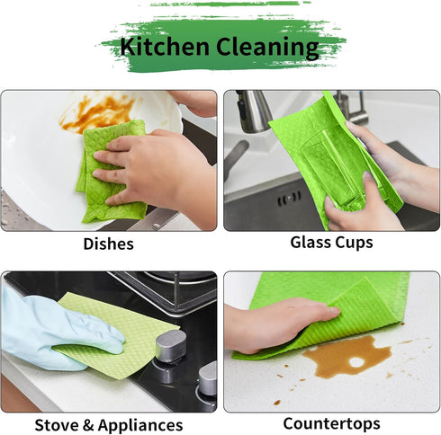 YEEHAW Swedish Dishcloths for Kitchen 10 Pack, Cellulose Sponge Cloths, No Odor Resuable Cleaning Cloths, Super Absorbent Dish Cloth Hand Towel fo...