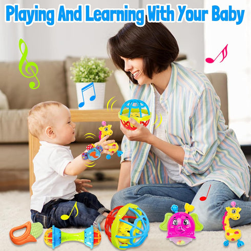 Baby Rattles Toys for 0-6 Months - 18 PCS Infant Toys 0-3 Month Old Baby Boy Girl Gifts Set with Teething and Wrist Socks Rattle Infant Newborn Se...