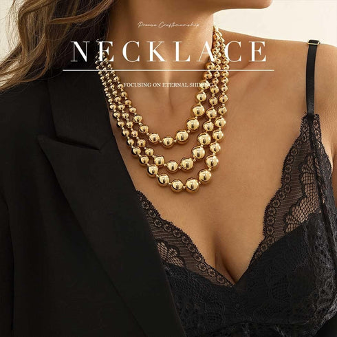 Jovono Chunky Gold Necklaces Beaded Statement Necklace Layered Bib Necklace Accessories for Women...