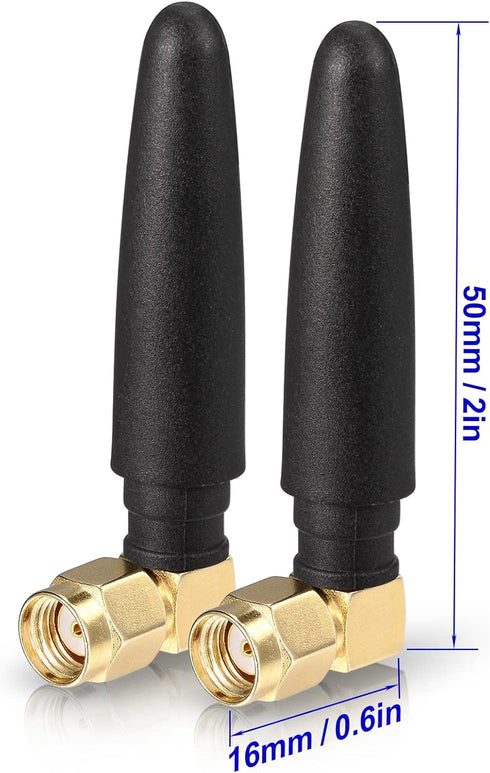 Eightwood Compact WiFi Antenna 2.4GHz 5GHz Dual Band RP-SMA Bluetooth Antennae Right Angle (2-Pack) for PC Computer Network Card Wireless Router S...