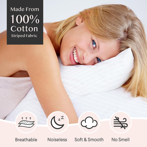 FAUNNA 600TC 100% Cotton Pillow Protectors, Standard Size (20x26), 2 Pack, Oeko-TEX Certified, Hotel Grade Pillow Cover with Silent Zipper, Zip Up...