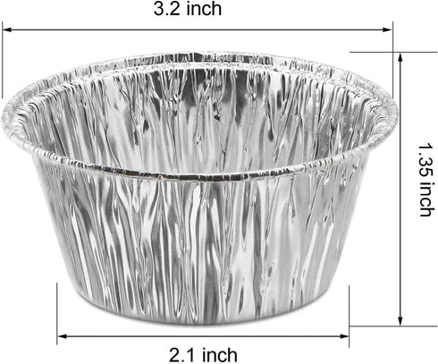 150Pack Aluminum Foil Ramekins Cups, 4 oz Aluminum Disposable Ramekins Foil Baking Cups Muffin Liners for Tart, Souffle, Appetizer, Pudding, Creme...