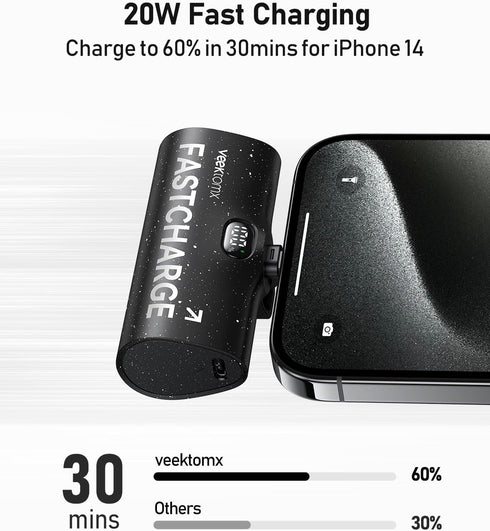 VEEKTOMX Small Portable Charger for iPhone, Fast Charging Power Bank Mini 5000mAh PD Battery Pack Compatible with iPhone 14/14 plus/14 Pro Max/13/...