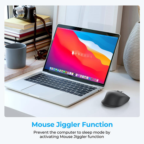 iClever Bluetooth Mouse, MD360 Wireless Ergonomic Mouse with Mouse Jiggle, Rechargeable Computer Mouse for Multi Devices(BT+2.4Ghz Connection), 4 ...