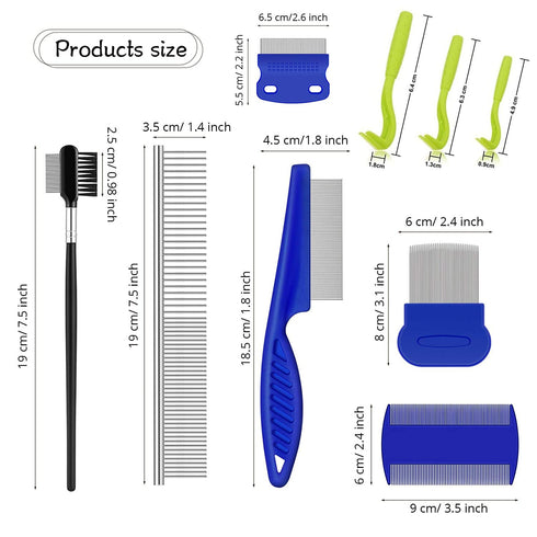 9 Pieces Cat Dog Flea Combs Dog Eye Stain Remover Combs Pets Grooming Comb Dog Tear Stain Comb for Dogs Gently Removing Eye Mucus and Crust...