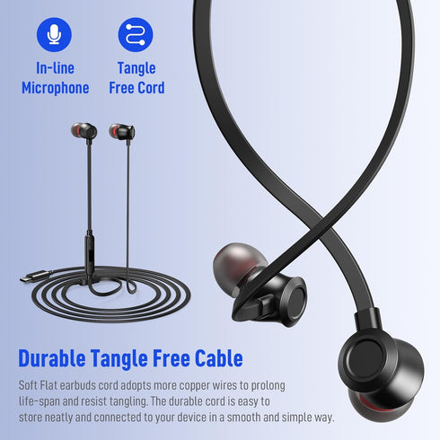 USB C Headphones Wired Earbuds for iPhone 15 Pro Max in-Ear Noise Canceling Type C Earphones Microphone Volume Control for Google Pixel 8 Pro Sams...