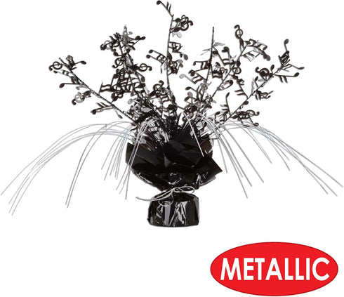 Beistle 2 Piece Musical Notes Table Centerpieces, Black Metallic Plastic Music Theme Party Supplies, Band and Orchestra Concert Decorations, 11"...