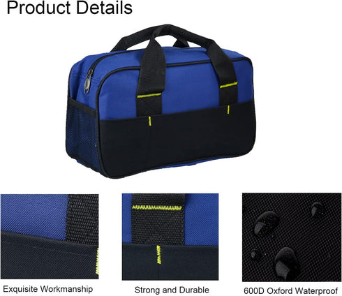 14-Inch Tool Bag, Large Capacity Wide Mouth Tool Bag for Men, Portable Zippered Handbag, Heavy Duty Waterproof Tool Tote Storage Bag for Electrici...