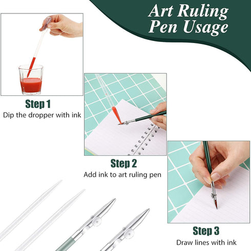 8 Pieces Art Ruling Pen Set Masking Fluid Pen with Glue Residue Eraser and 5ml Disposable Pipettes Droppers, Ruling Ink Pens Fluid Line Drawing To...