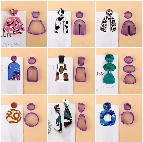 Yayatty 400 PCS Polymer Clay Cutters Set, 18 Shapes Clay Earring Cutters with Earrings Accessories, Clay Pattern Cutting Molds, Plastic Clay Cutte...