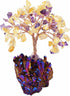 mookaitedecor Citrine & Amethyst Crystal Tree, Quartz Cluster Purple Titanium Crystals Base Bonsai Money Tree for Wealth and Luck...