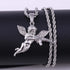 Gold Angel Necklace Gun Necklace Pendant Chain,Cubic Zirconia Mens Angel Wings Necklace Choker,Sparkled Cupid Chain Stainless Steel Hip Hop Jewelr...