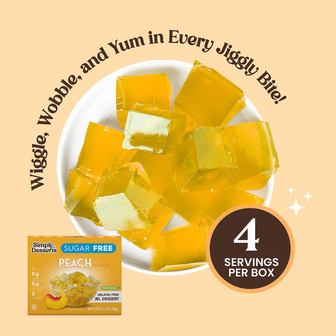 Simply Desserts Sugar-Free Peach Jel, 6-Pack – Vegan Dessert, Keto Snacks, Diabetic Friendly & Kosher, 1.7 Oz Ea...