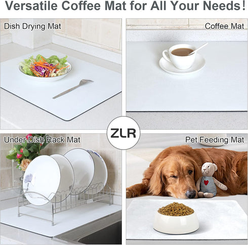 Coffee Mat - 16" x 20" Large Absorbent Kitchen Drying Mat for Dishes - Easy to Clean Coffee Bar Mat for Countertop, Coffee Maker, Espresso Machine...